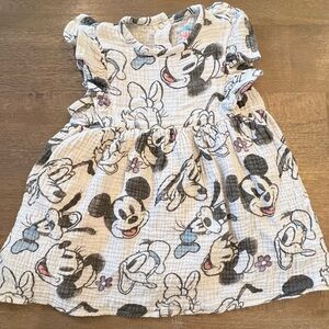 Disney baby, muted linen dress with built in bloomer